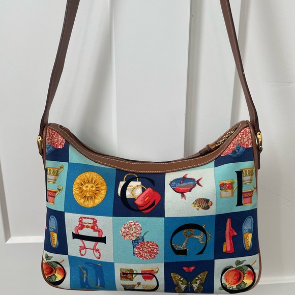 GUCCI Rare Vintage Blue Checkered Scarf Print Shoulder Bag - Picture 13 of 16